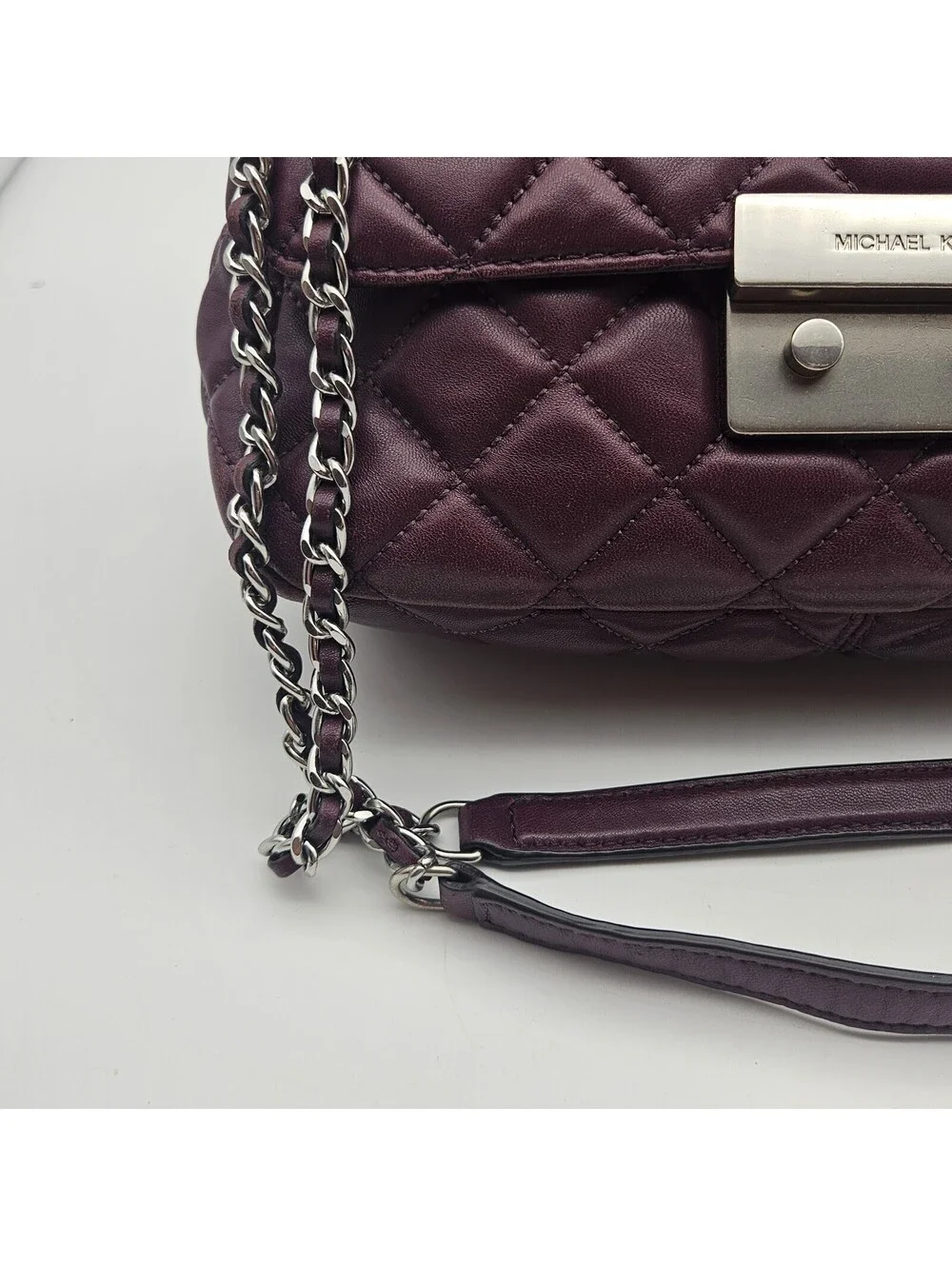 Michael Kors Purple Quilted Purse With Adjustable Chain Strap